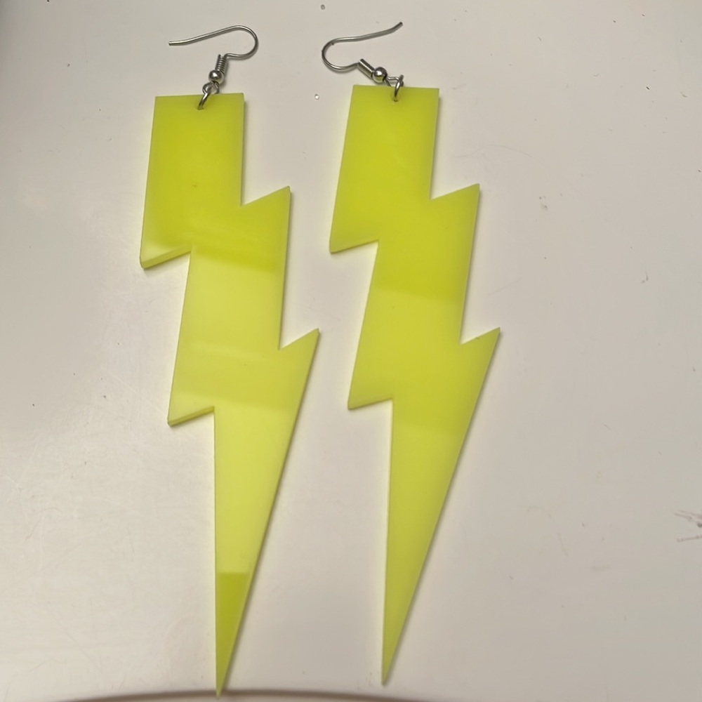 Earrings Lightning Bolts translucent or mirror approx. 12cm long (4.7 inches) - Picture 7 of 9